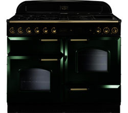 Rangemaster Classic 110 Dual Fuel Range Cooker - Green & Brass